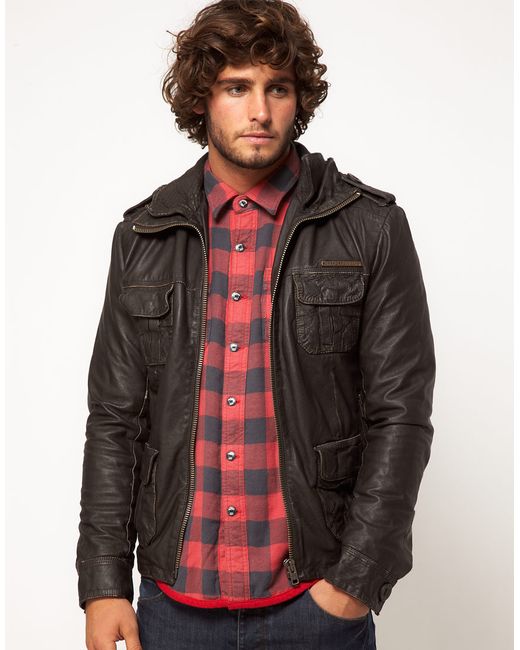 Superdry Brown Brad Leather Jacket for men
