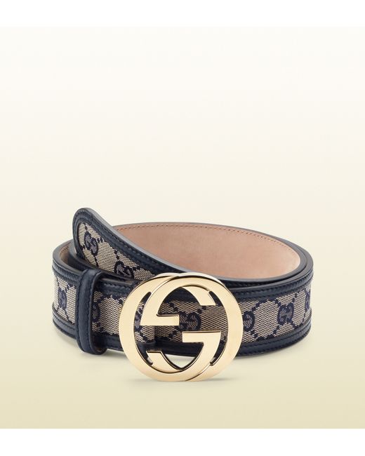 Gucci Blue Original Gg Canvas Belt With Interlocking G Buckle