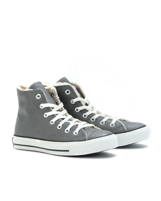 Converse Chuck Taylor All Star Shearling Lined Hightops in Charcoal (Gray)  | Lyst