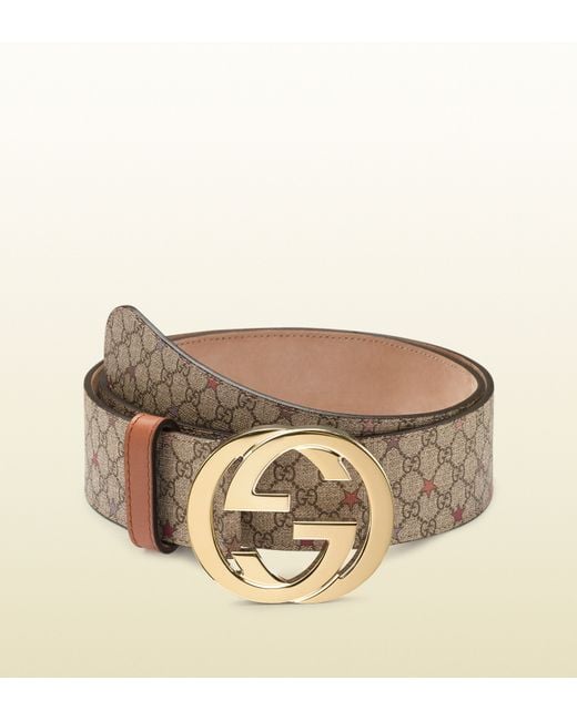 Gucci Supreme Canvas Belt with Interlocking G Buckle in Brown | Lyst