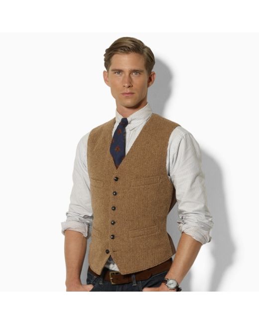 Polo Ralph Lauren Brown Mayfield Tweed Vest for men