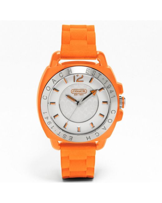 COACH Orange Coach Boyfriend Rubber Strap Watch
