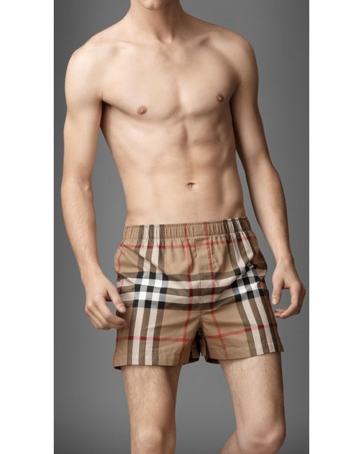 Burberry Brown Classic Check Boxer Shorts for men