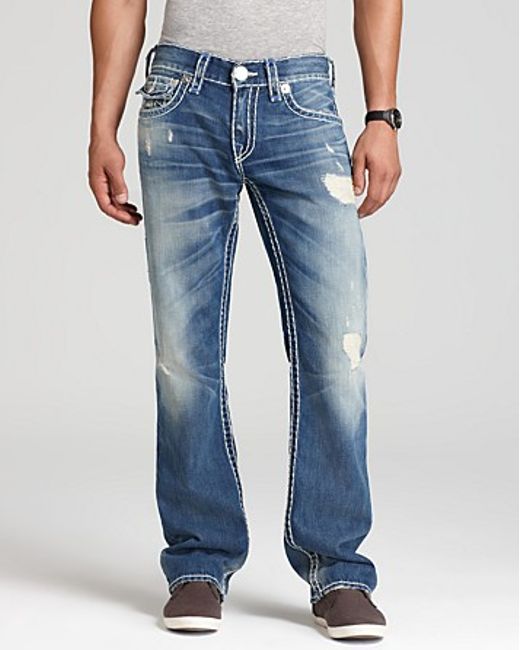 True Religion Jeans Ricky Super T Straight Fit in Old Country in Blue for  Men | Lyst