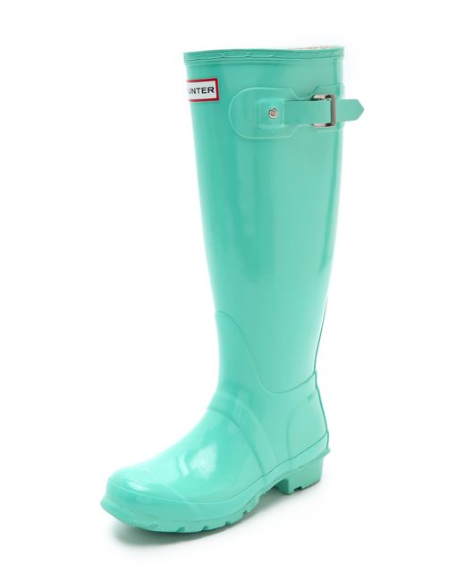 HUNTER Green Hunter Gloss Rain Boots