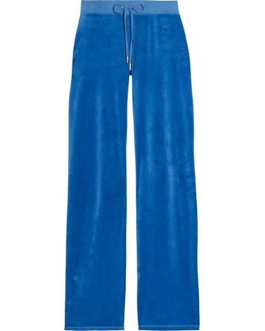 Juicy Couture Blue Embellished Velour Track Pants