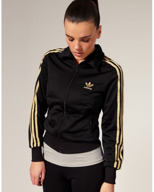 toeter George Bernard Wauw adidas Gold Stripe Classic Track Jacket in Black | Lyst