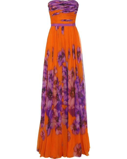 Giambattista Valli Multicolor Floral-print Silk-chiffon Gown