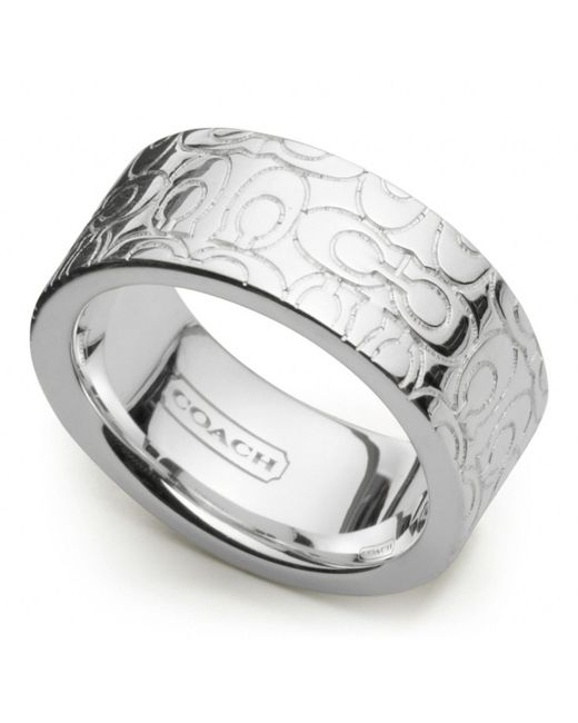 COACH Metallic Sterling Signature Band Ring
