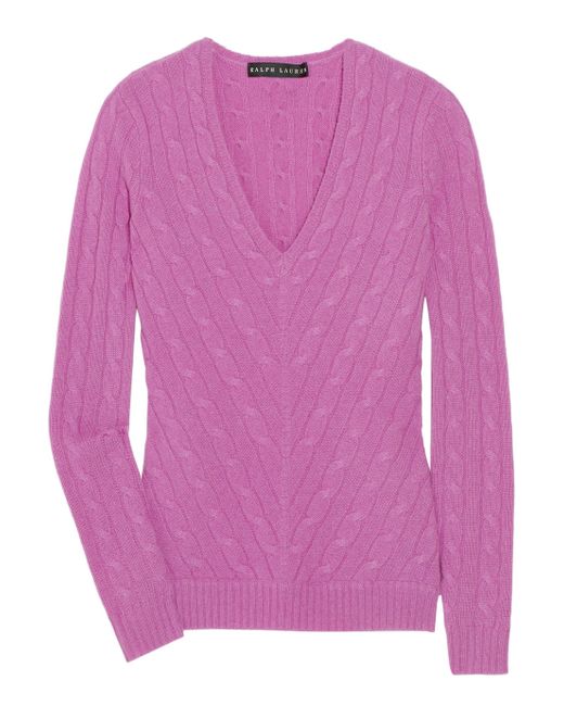 Ralph Lauren Black Label Pink V-neck Cashmere Sweater