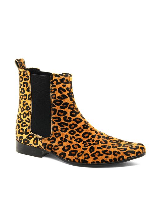 ASOS Multicolor Asos Chelsea Boots in Leopard for men