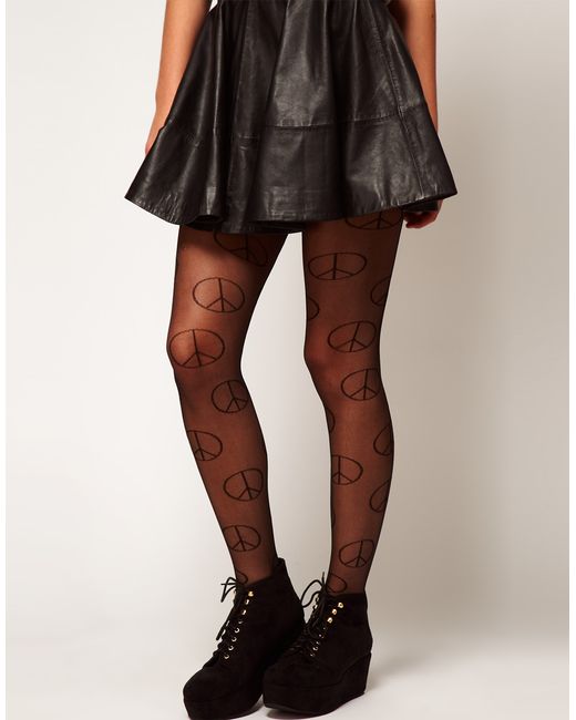 ASOS Black Sheer Peace Sign Tights