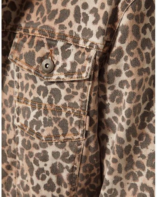 ASOS Asos Denim Jacket with Leopard Print in Natural for Men Lyst