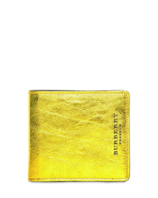 Burberry Prorsum Yellow Soft Grainy Metallic Leather Wallet for men