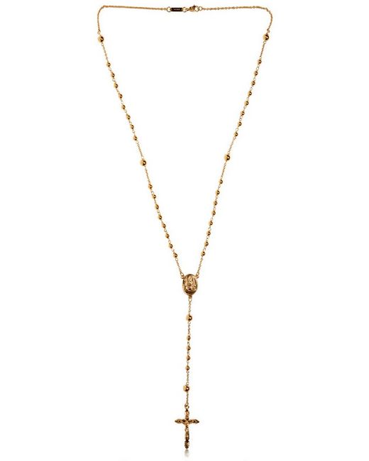 Dolce & Gabbana Metallic Gold Rosary Necklace for men