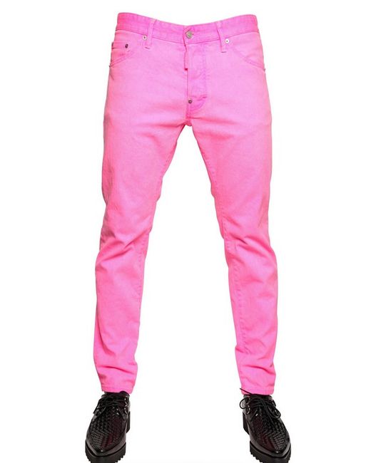 DSquared² Pink Cool Guy Neon Stretch Denim Jeans for men