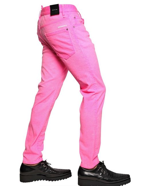 Mens Pink Denim Pants Loose Straight Leg Jeans Trousers Casual Hip Hop