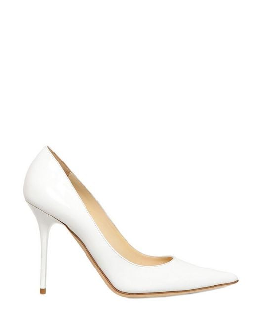 Jimmy Choo White 100mm Abel Patent Leather Pointy Pumps