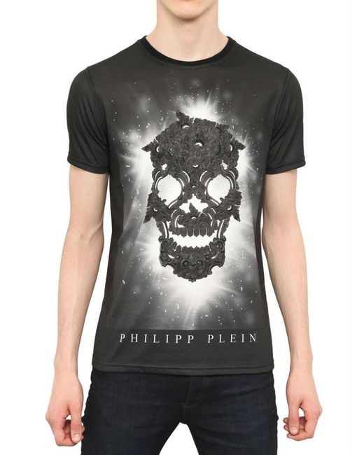Philipp Plein Black Swarovski Skull Cotton Jersey Tshirt for men