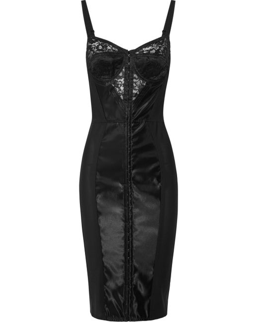 Dolce & Gabbana Black Lace and Satin Bustier Dress