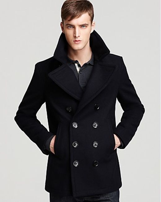 Burberry Brit Eckford Pea Coat in Blue for Men | Lyst