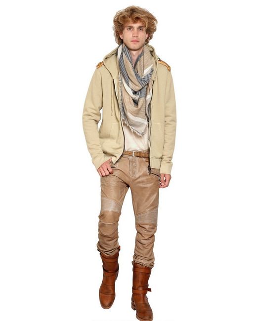 Beige biker cheap jeans
