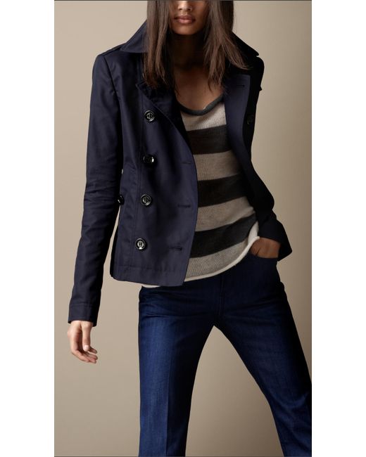 Burberry Brit Short Cotton Trench Coat 