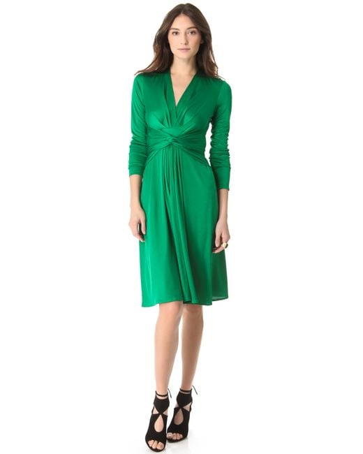 Issa Green Long Sleeve Wrap Dress