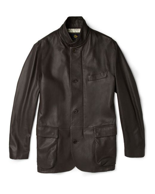 Loro Piana Brown Roadster Leather Jacket for men