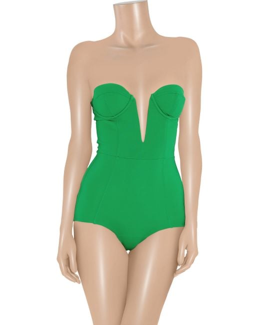 Willow Strapless Stretch Crepe Jersey Bodysuit in Green Lyst