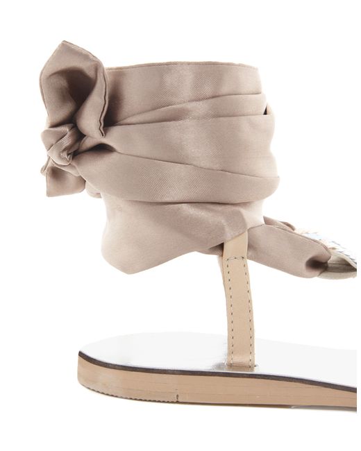 ASOS Foxy Flat Sandals with Ribbon Tie in Natural Lyst