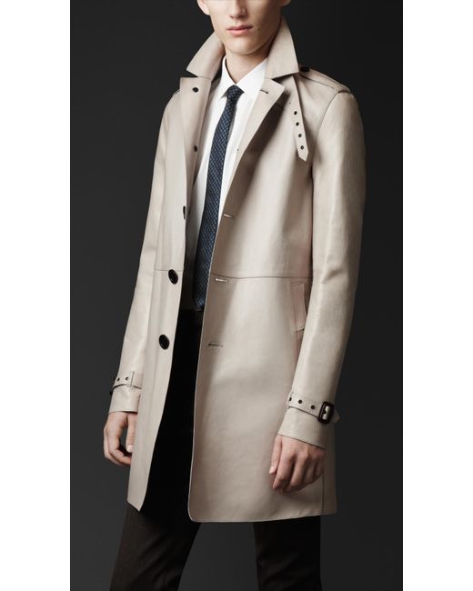 Burberry Prorsum Natural Nappa Leather Trench Coat for men