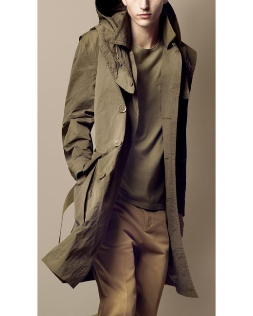 Burberry Brit Natural Long Hooded Trench Coat for men