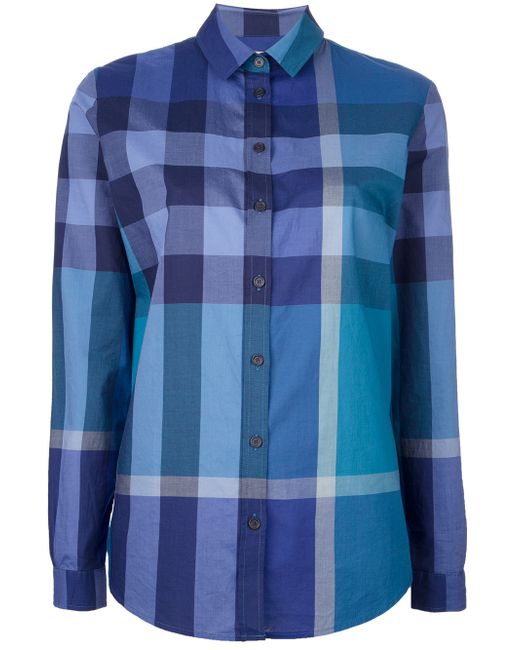 blue burberry button up