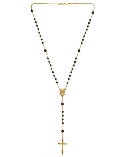 Dolce & Gabbana Gold and Black Onyx Rosary Necklace for men