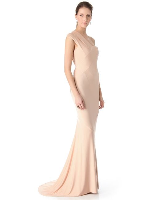 Donna Karan Pink One Shoulder Evening Gown
