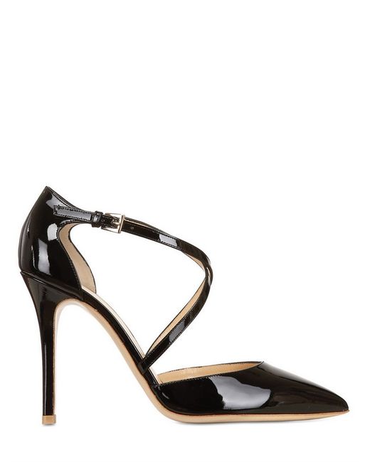 Semilla 100mm Patent Criss Cross Pumps in Black | Lyst