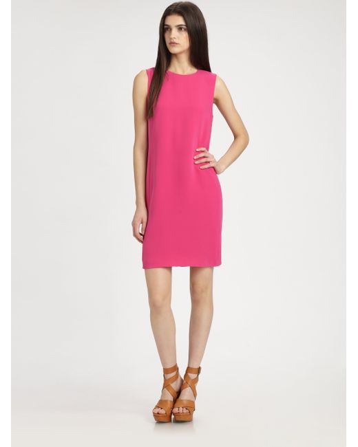 Vince Sleeveless Silk Shift Dress in Pink Lyst