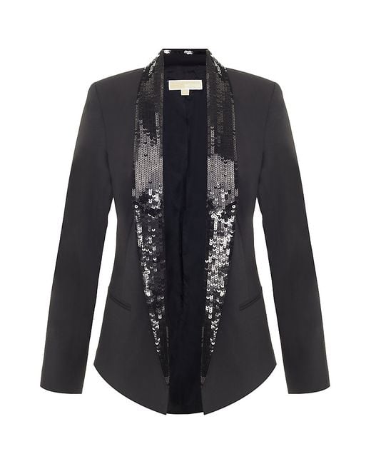 MICHAEL Michael Kors Black Sequin Collar Jacket
