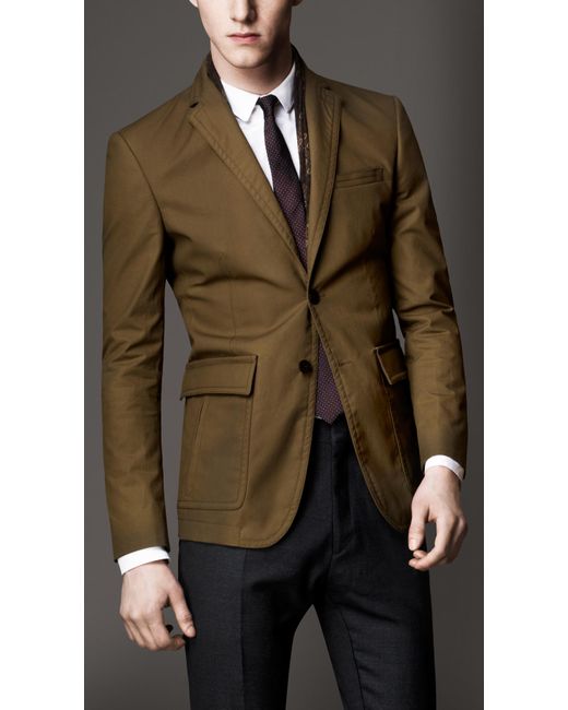 Burberry Modern Fit Waxed Cotton Sports Jacket with Leather Undercollar ...