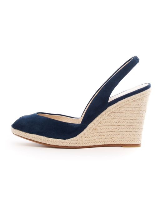 Michael Kors Korsvivian Slingback Wedge Sandal in Blue | Lyst