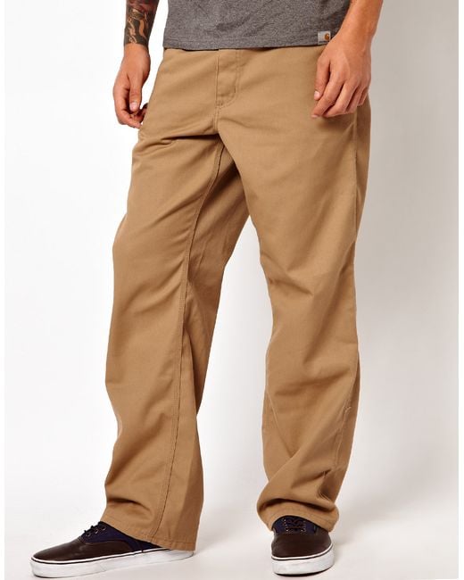 Carhartt Brown Simple Loose Chinos for men