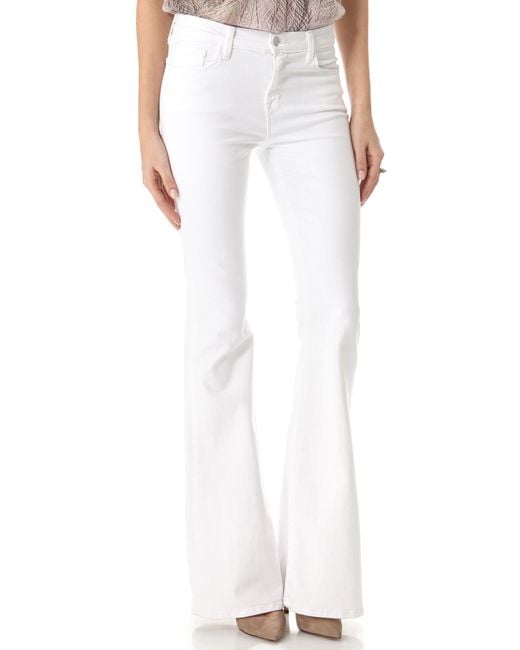 J Brand White Valentina High Rise Flare Jeans