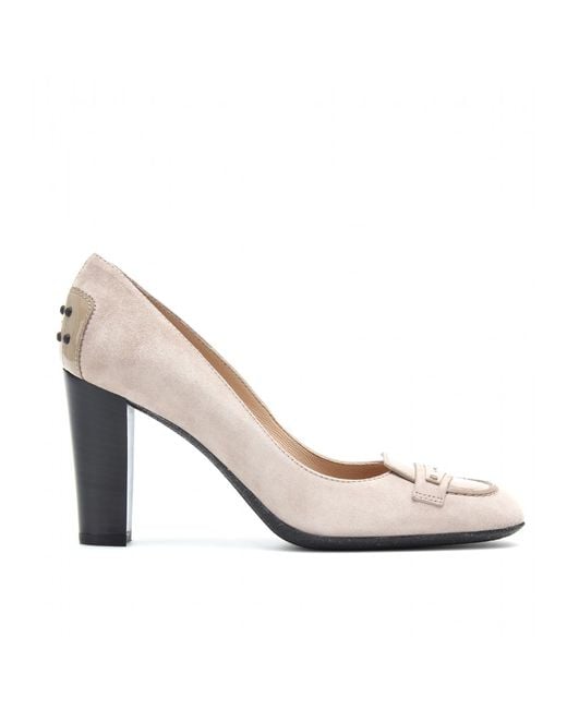 Tod's Natural Jodie Suede Loafer Pumps