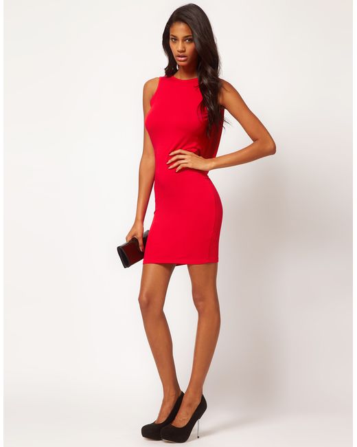 ASOS Sexy Dress with Cowl Back in Red 