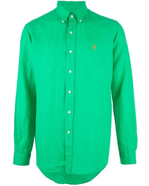 Polo Ralph Lauren Green Linen Shirt for men