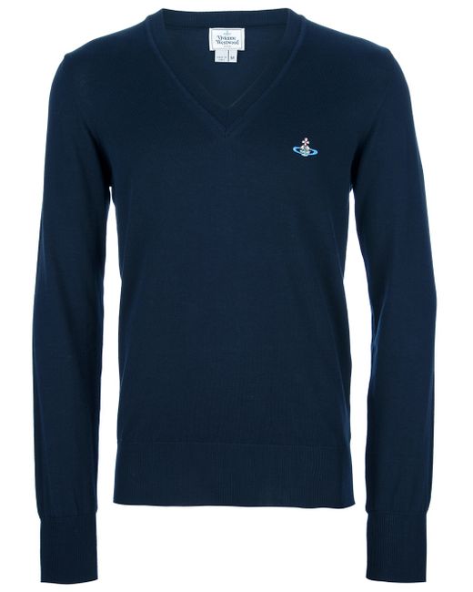 Vivienne Westwood Blue V Neck Sweater for men