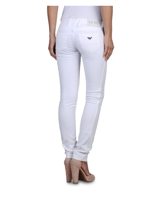 Armani Jeans Stretch Drill Ripped Skinny Jeans in White | Lyst