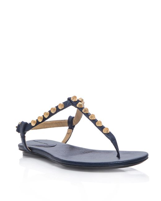 Balenciaga Studded Leather Sandals in Blue Lyst Canada