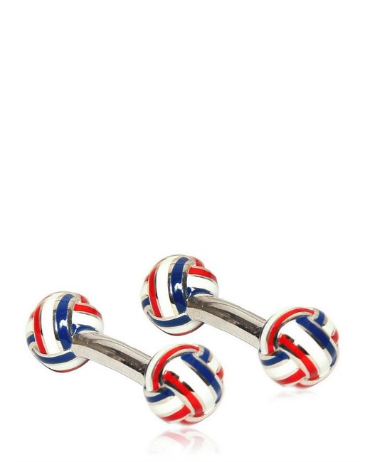Thom Browne Red Enameled Silver Knot Cufflinks for men